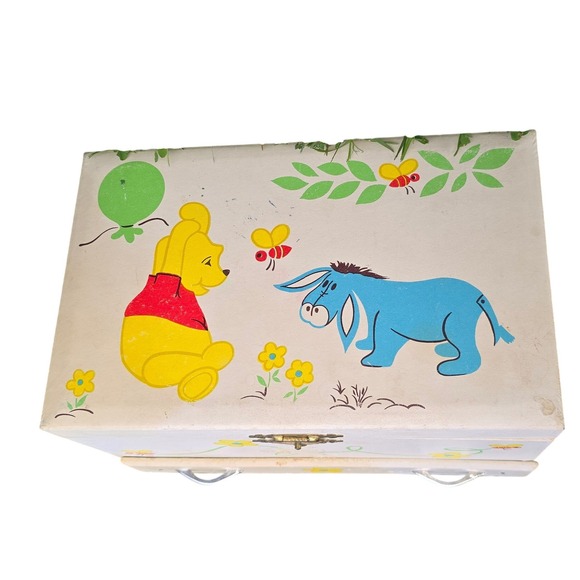 Disney Other - Vintage Disney Winnie the Pooh Eeyore Wooden Toy Box Chest Nursery Storage Trunk